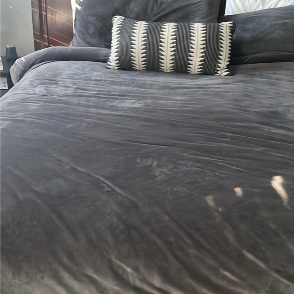 King sized velvet/velour Gray Duvet set